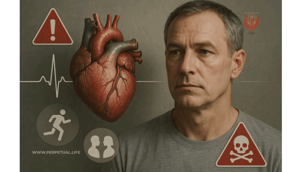 Infographic showing risk factors and lifestyle changes for Cardiac Arrest Prevention, including physical activity and social connection.