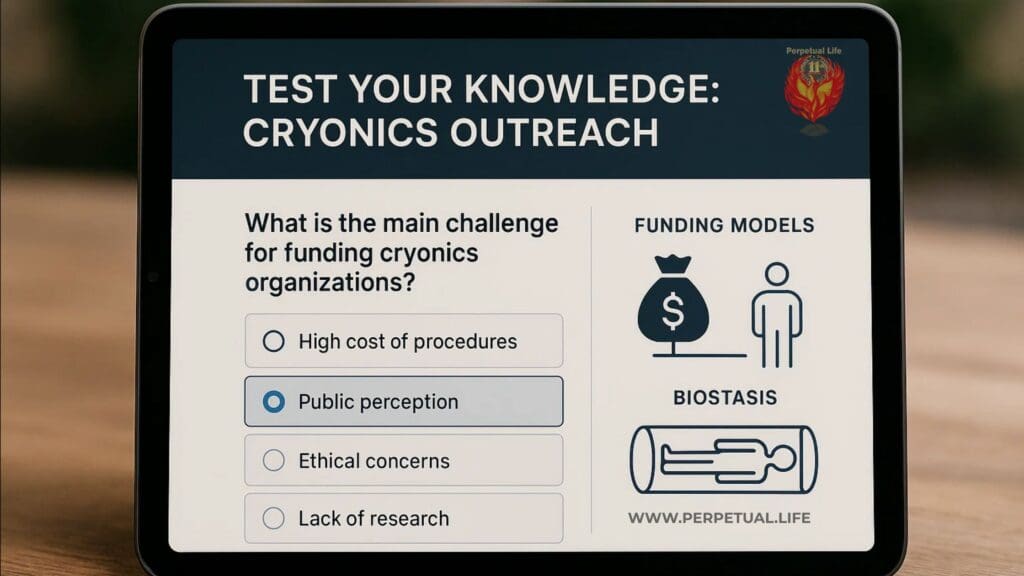 Cryonics outreach quiz — test your knowledge on funding strategies and biostasis community building